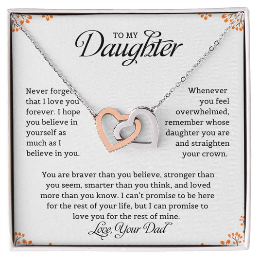 To My Daughter | Never Forget That I Love You - Interlocking Hearts necklace