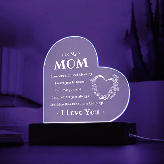 To My Mom | Printed Heart Acrylic Plaque